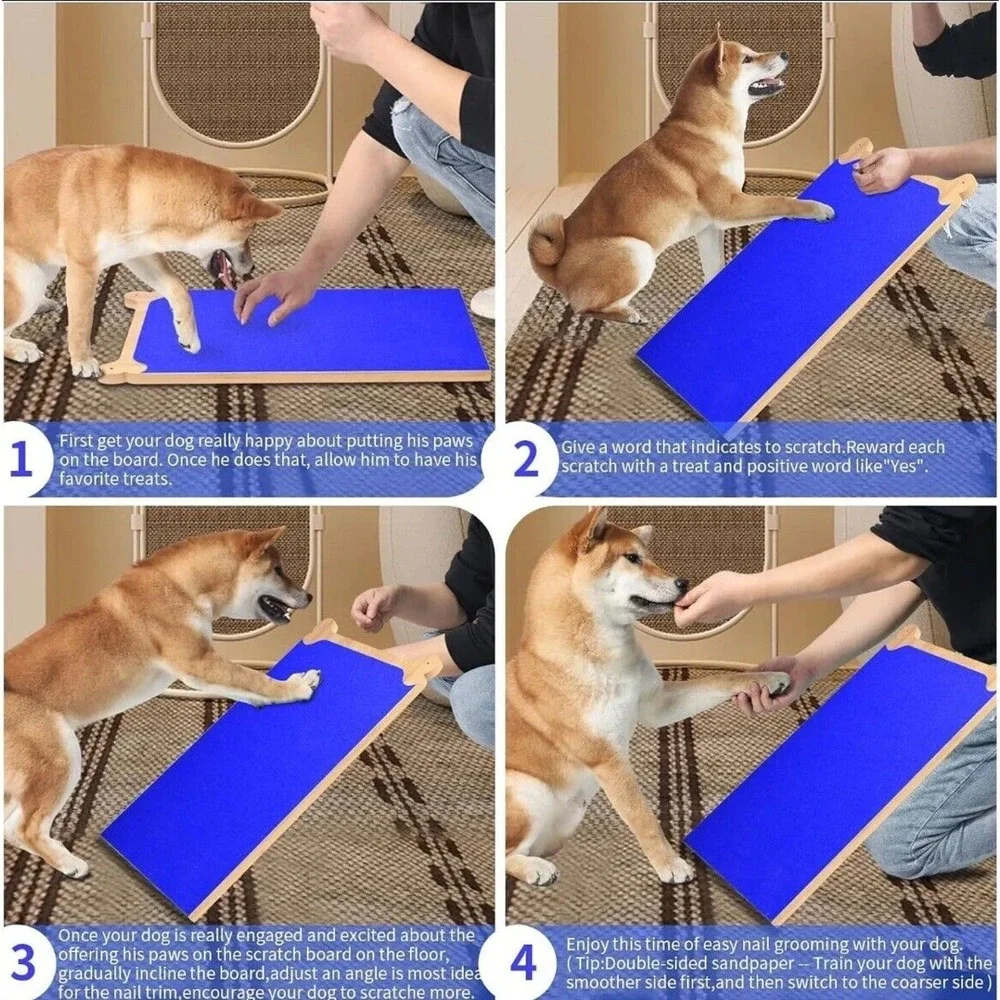 Bamboo Dog Scratch Pad for Dogs, Scratching Pad, Double Sided Sandpaper, New